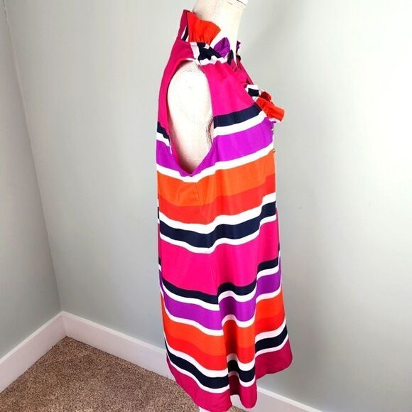 SOUTHERN FROCK WOMEN'S SHIFT SLEEVELESS RUFFLE NECKLINE DRESS SIZE LARGE - Picture 4 of 8